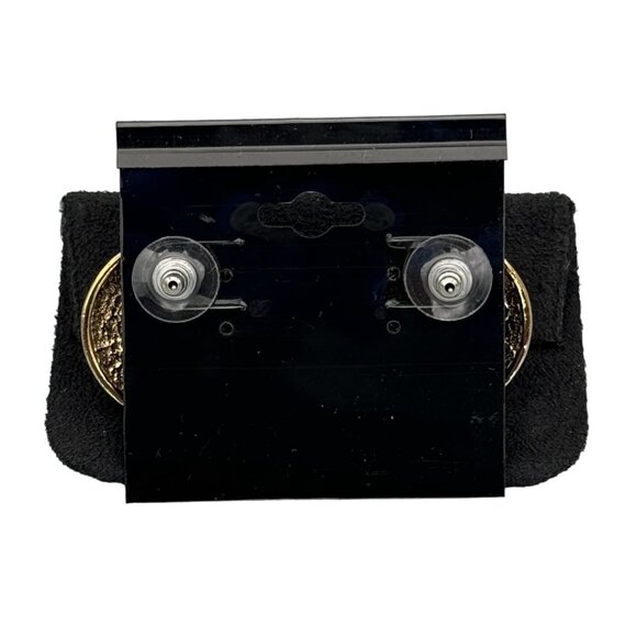 50s Glamour Faux Pearl, Gold, & Rhinestone Statement Button Vintage Earrings - Picture 8 of 9